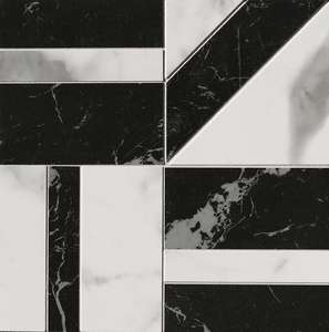 Carrara Superiore / Nero Elegante Deco Mosaico 30x30 (300x300)
