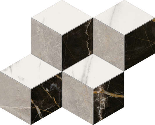 Keope Ceramiche Elements LUX Mosaico Rombi Port Laurent-Silver Grey- Lincoln Lappato 35.2x30.5