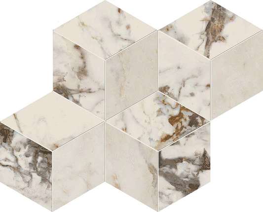 Keope Ceramiche Interno4 Breccia Tortona Mosaico Rombi Lappato 30.5x35.2