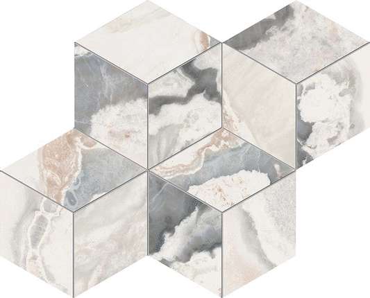 Keope Ceramiche Interno4 Calacatta San Babila Mosaico Rombi Lappato 30.5x35.2