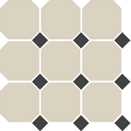 Top Cer Octagon 4416 Oct14-1ch White Octagon 16/Black Dots 14