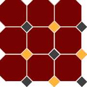 Top Cer Octagon 4420 OCT14+21-A Brick Red  20/Black 14 + Ochre Yellow 21 Dots